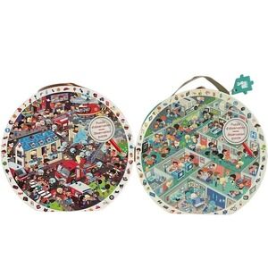 Janod Set of 2 Observation Puzzle for Kids Firefighter Doctor Nurse